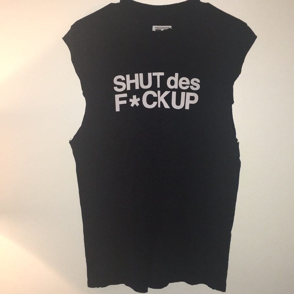 Petals & Peacocks Shut Up Muscle Tank in Black
